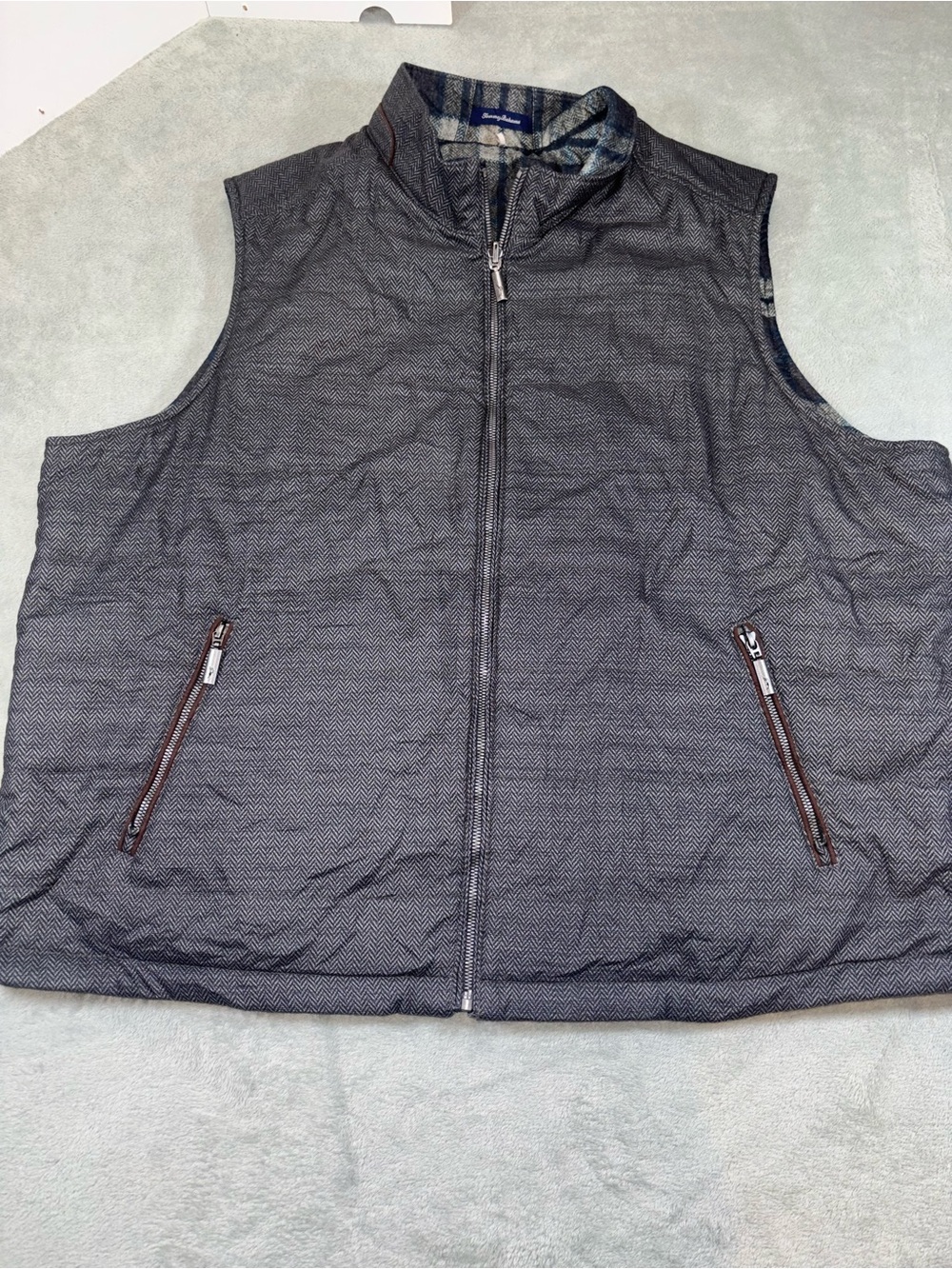 Tommy Bahama Dublin Duo Reversible Vest Charcoal Gray Plaid